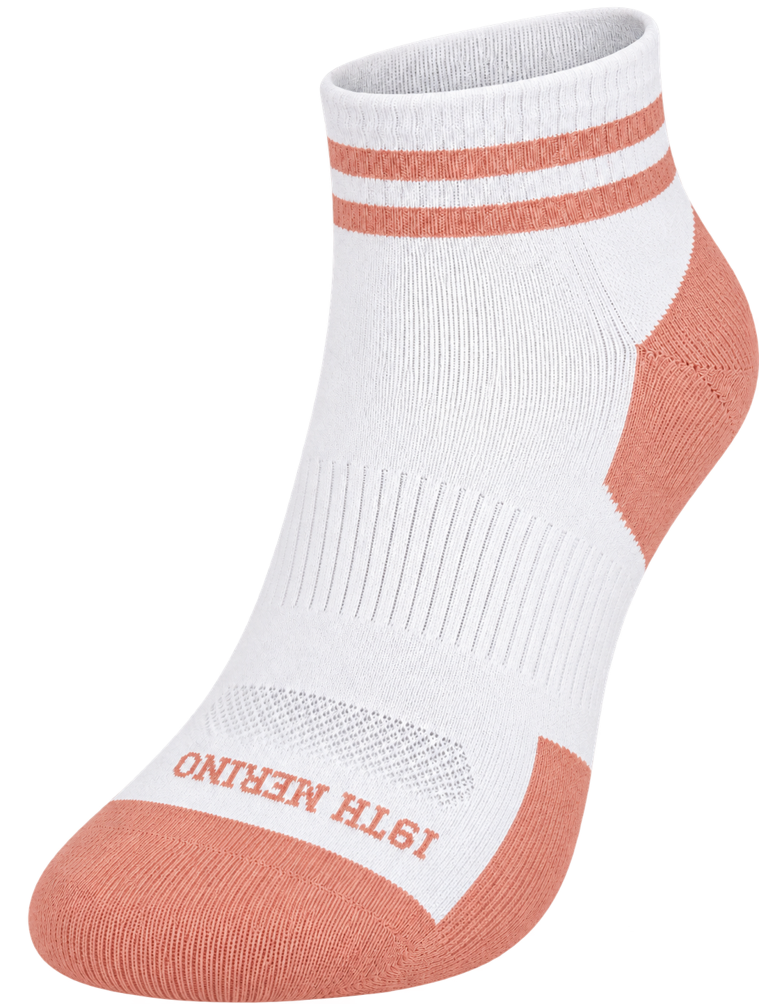 19th Merino Pin High 1/4 crew merino golf sock in white and apricot