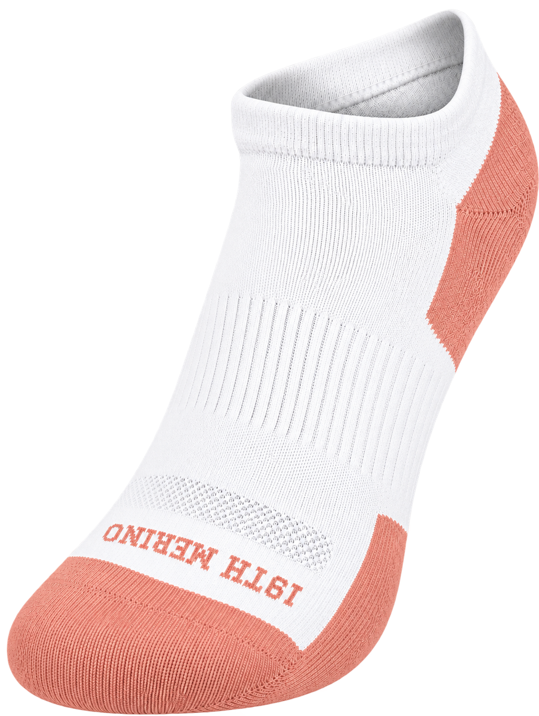 19th Merino Stinger low-show merino golf sock in white and apricot