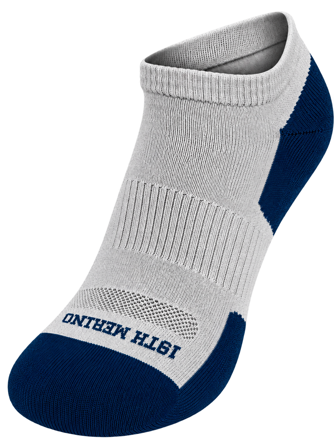 19th Merino Stinger low-show merino golf sock in gray and navy